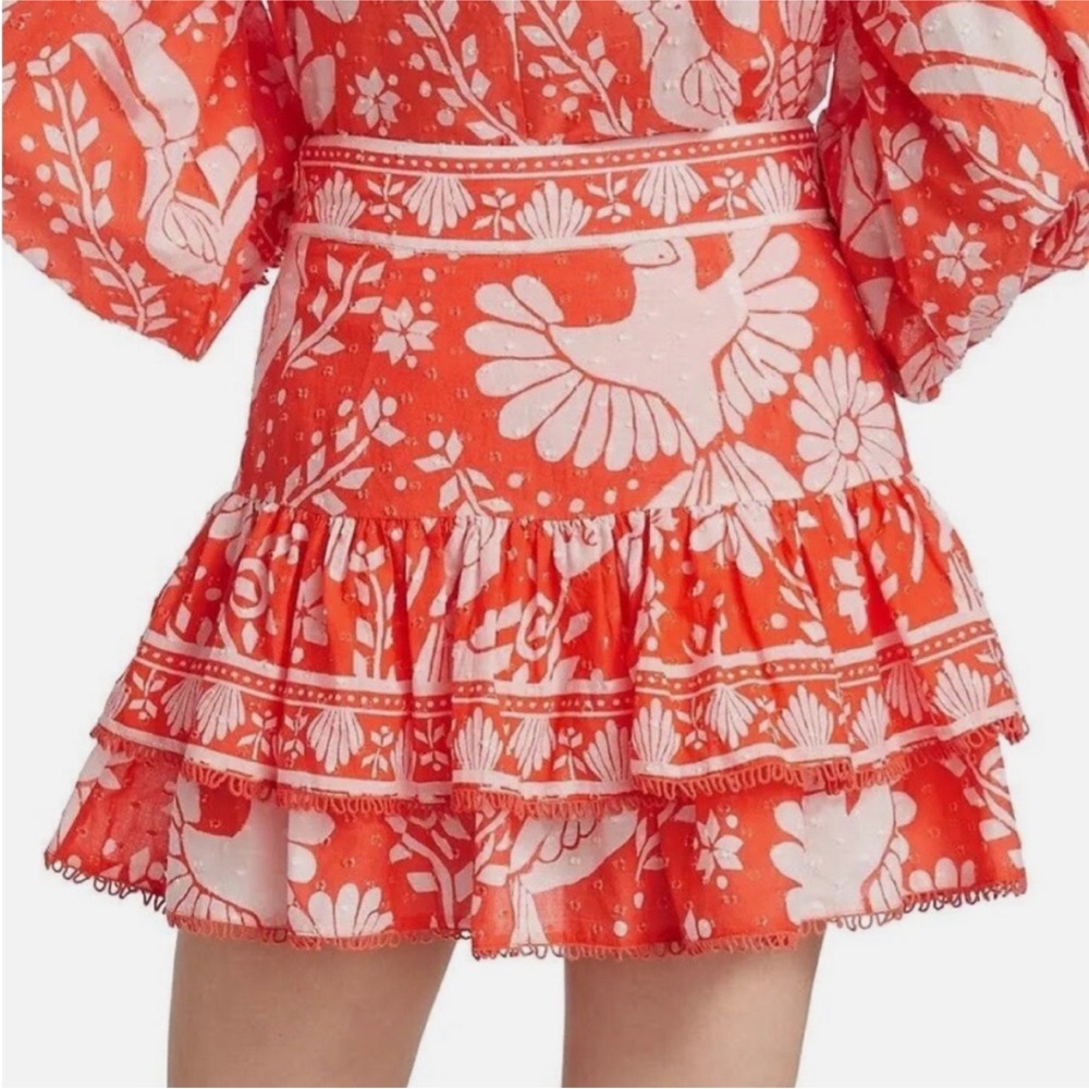 Farm Rio Orange Neon Jungle Mini Skirt